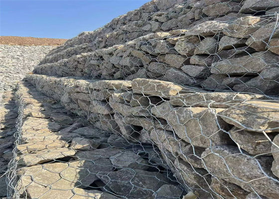 50g-1200g/m2 হেক্সাগোনাল জাল ডাবল বোনা সঙ্গে Gabion বক্স